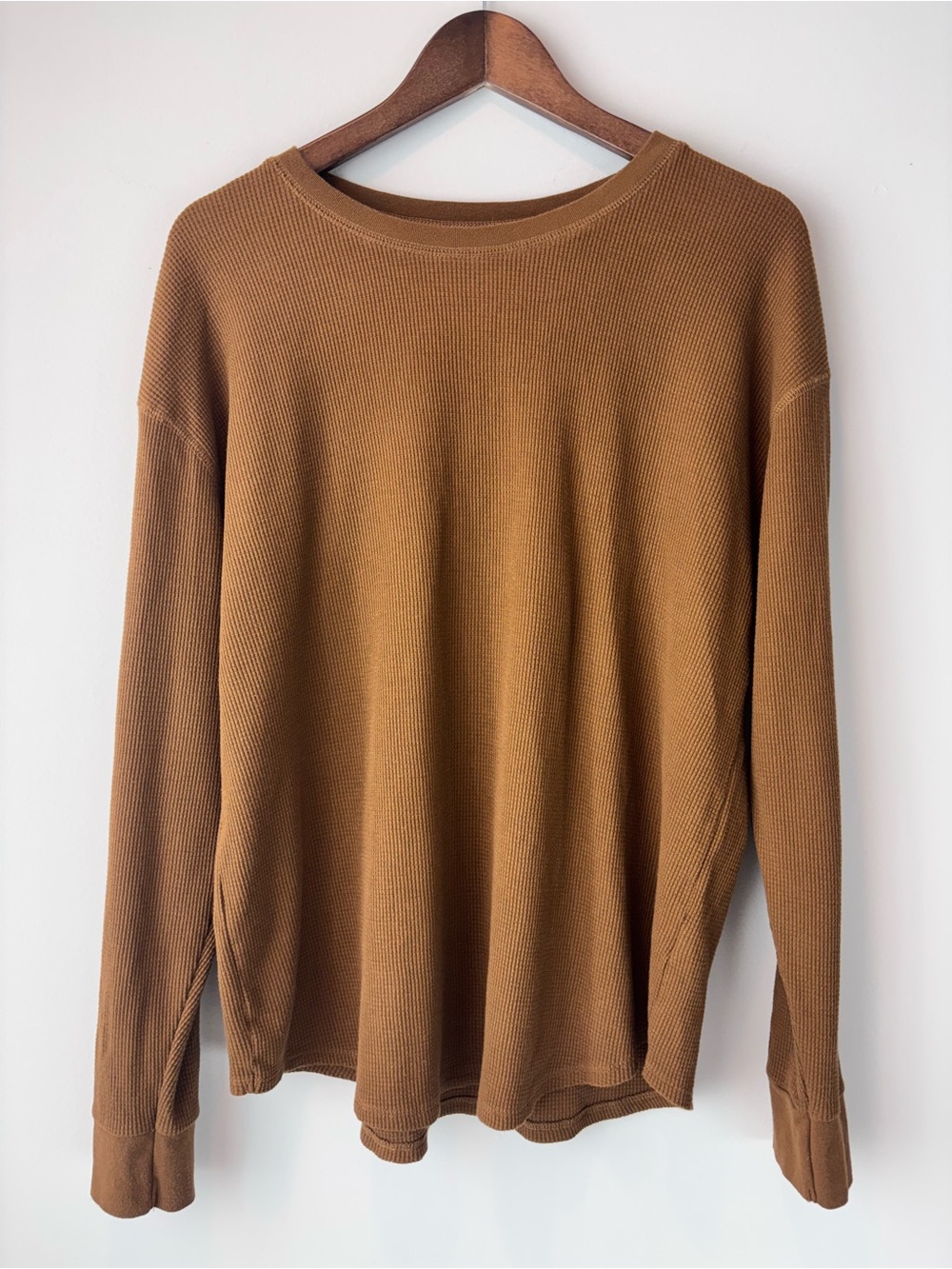 Time and Tru Thermal Waffle Knit Long Sleeve Top Camel Color 2X 20 XXL